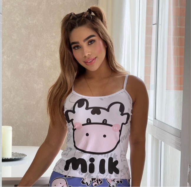 JUJU Cow Woman Printed Pijama Set (S/M)